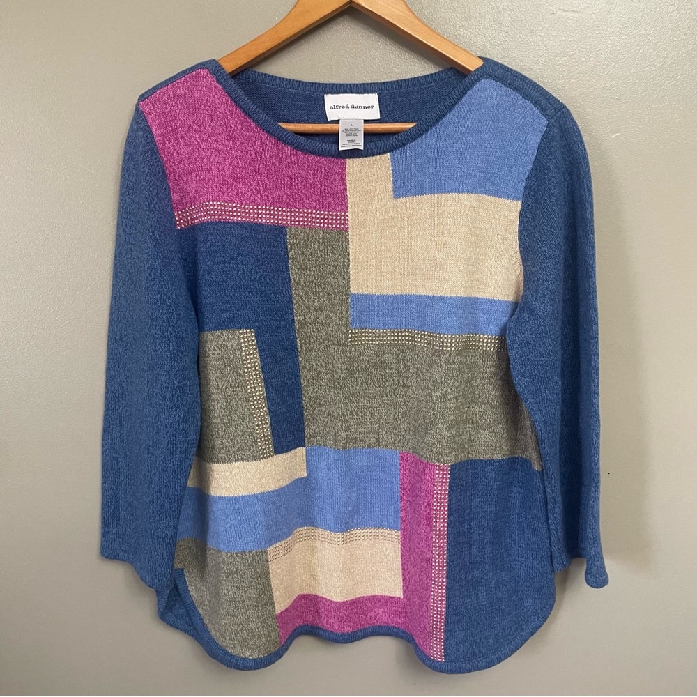Vtg Alfred Dunner women’s Large Colorblock Sweater grandmacore